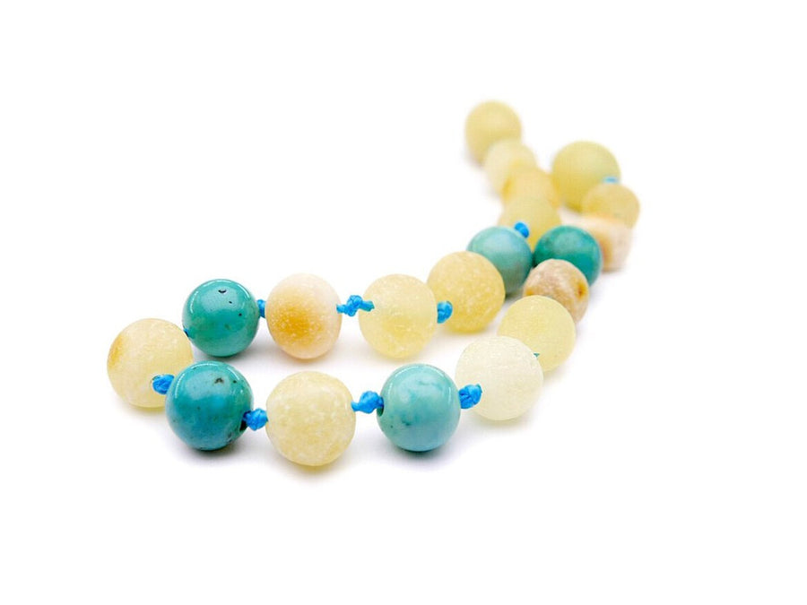 Pulsera de ámbar y turquesa, joyería natural para bebés y niños pequeños