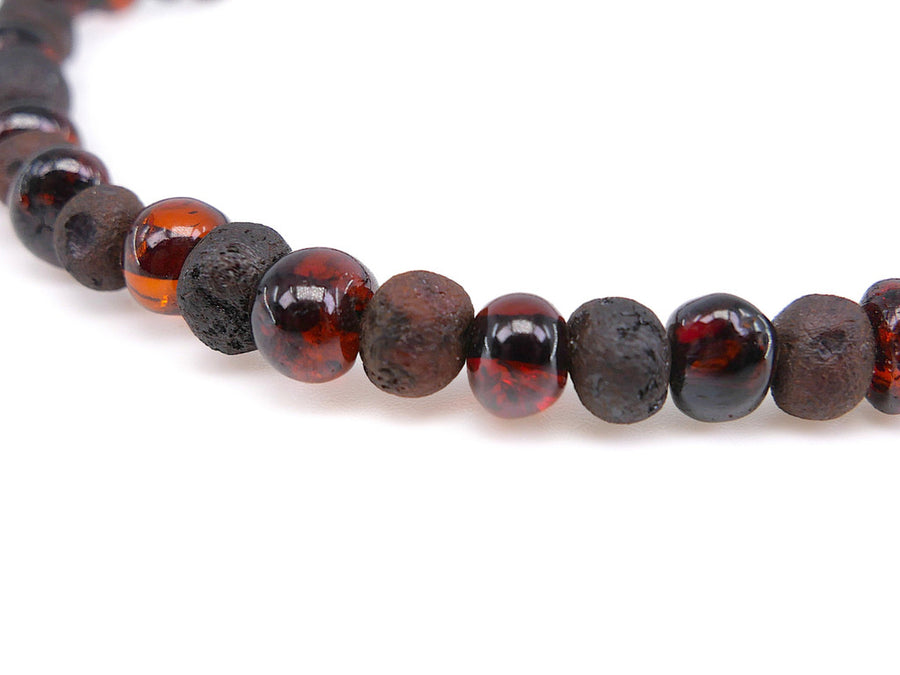 Tobillera de ámbar báltico auténtico en color cereza oscuro, cómoda y elegante