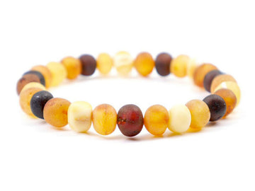 STRETCH RAW MULTICOLOR BALTIC AMBER ADULT BRACELET