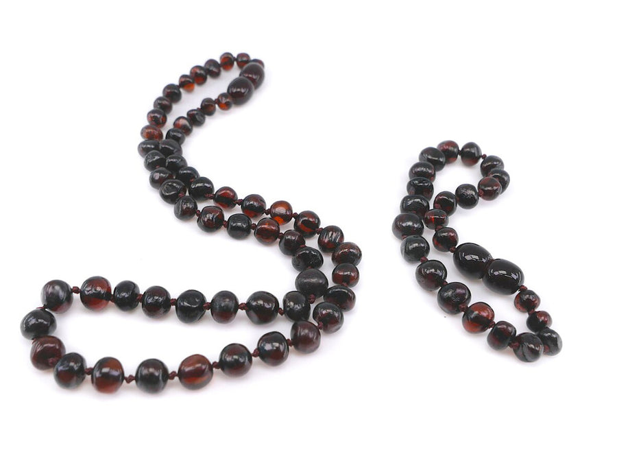 Joyería de ámbar báltico certificada, collar y pulsera con cuentas barrocas cereza oscuro para bebés