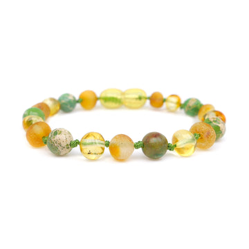 Pulsera de ámbar báltico miel para dentición infantil con jaspe