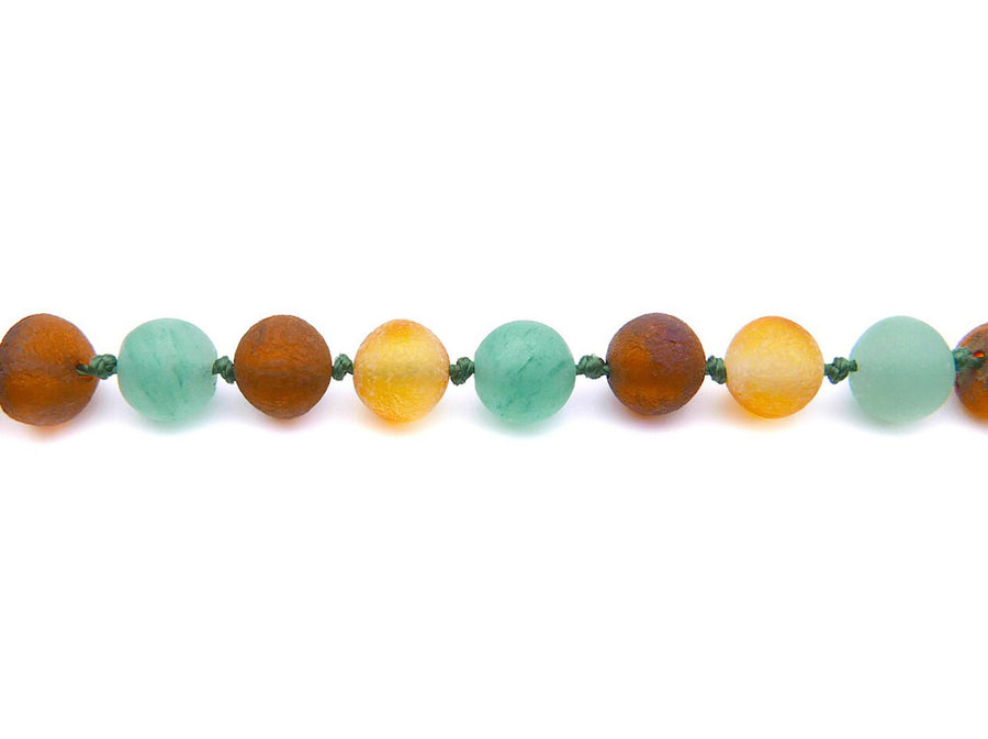 Pulsera de dentición segura y efectiva de ámbar báltico en bruto con ágata para niños