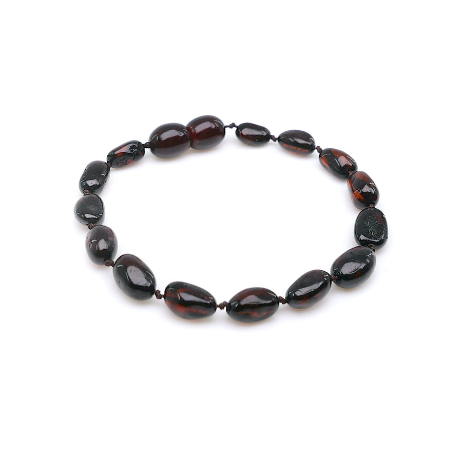 Pulsera calmante para bebé con ámbar báltico cereza y cuentas ovaladas