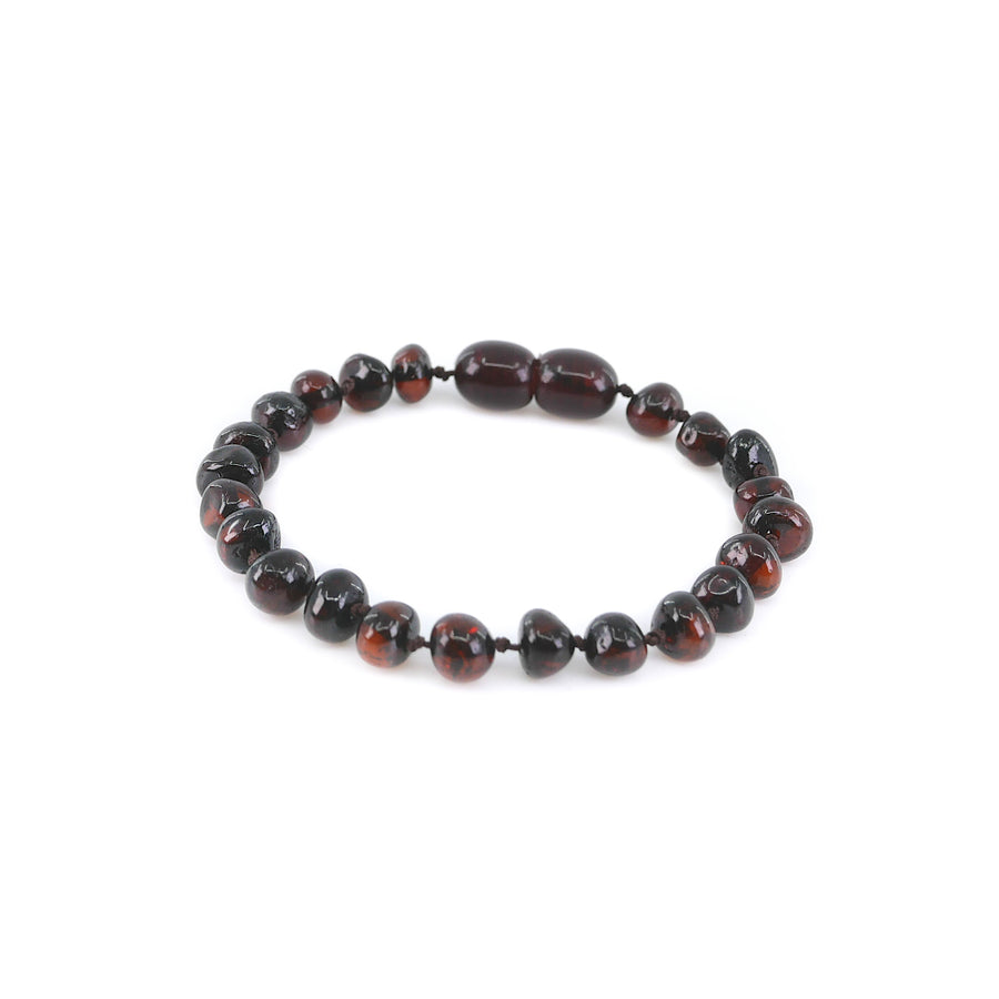 Pulsera de dentición para bebé con cuentas barrocas de ámbar cereza