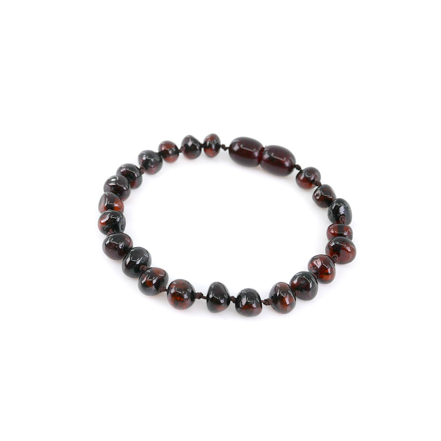Joya de ámbar báltico color cereza oscuro para aliviar la dentición