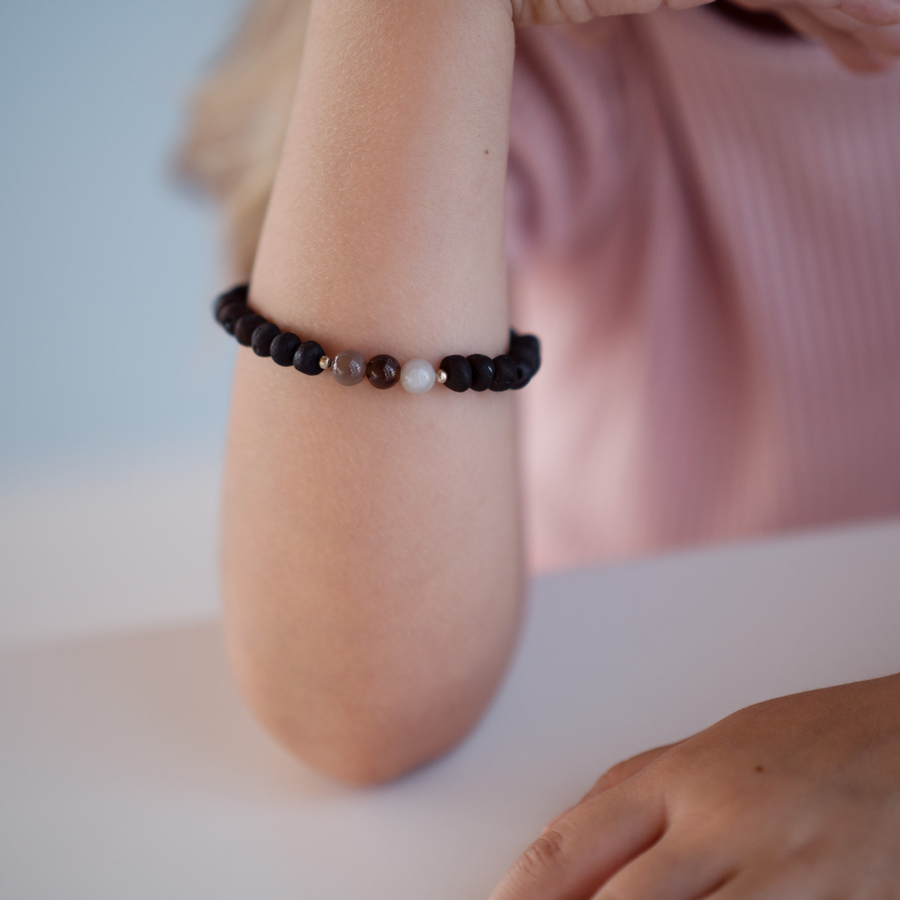Pulsera de ámbar báltico sin pulir y ágata, ideal para niños Géminis