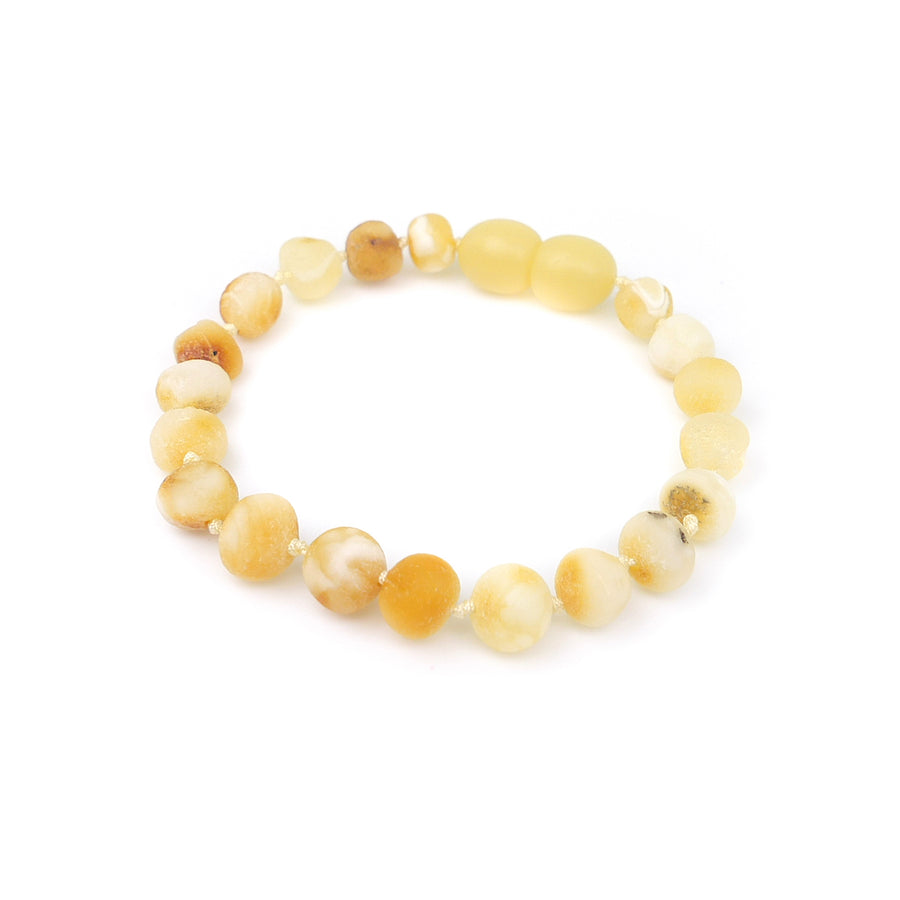 Pulsera/tobillera de dentición con cuentas de ámbar báltico crudo butterscotch