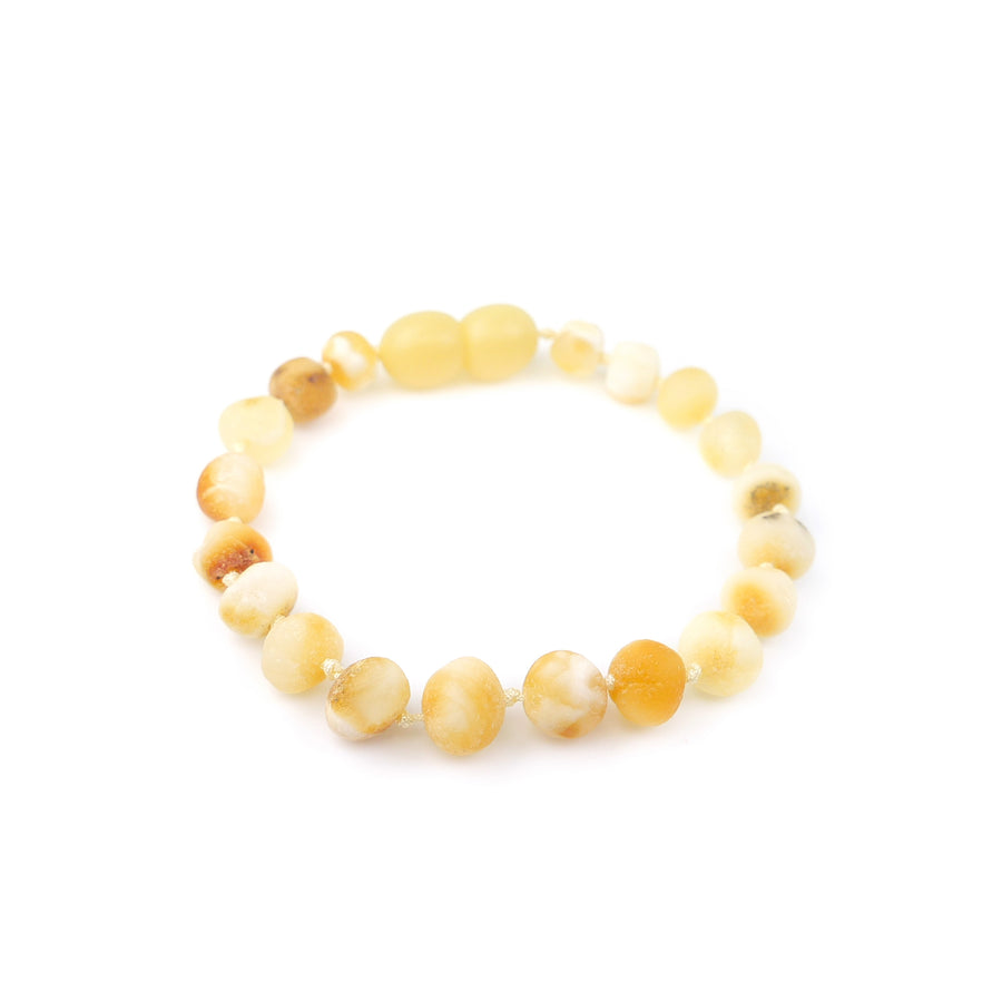 Tobillera de ámbar báltico sin pulir color butterscotch para bebés en etapa de dentición