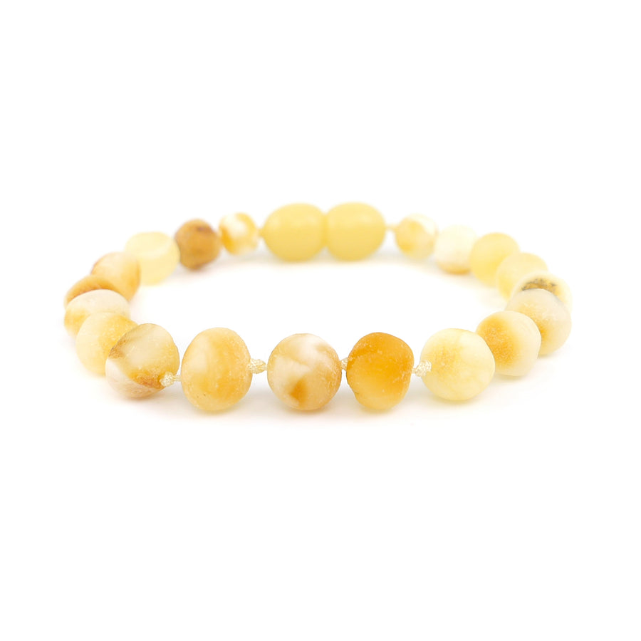 Accesorio natural para bebé: pulsera de dentición de ámbar crudo blanco