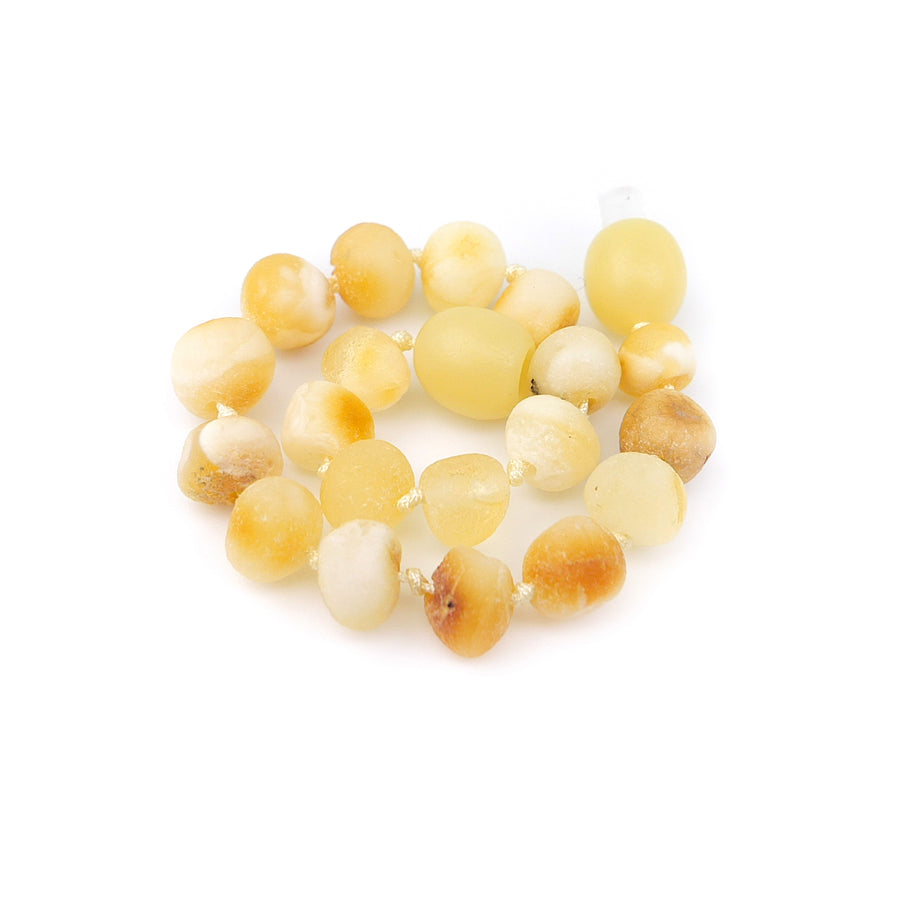 Tobillera de ámbar báltico crudo color blanco butterscotch para aliviar la dentición
