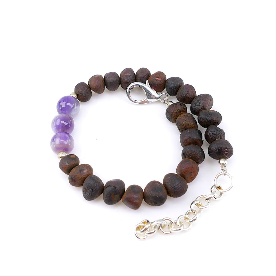 Accesorio protector para niños del signo Piscis con ámbar cereza y amatista