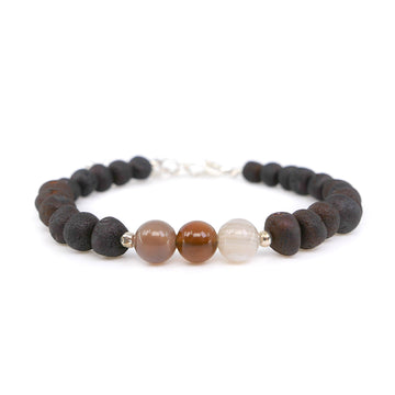 GEMINI – BALTIC AMBER BRACELET / ANKLET WITH AGATE