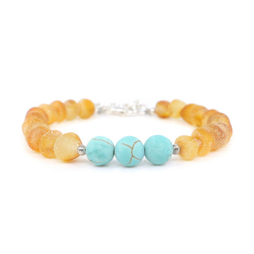 SAGITTARIUS – BALTIC AMBER BRACELET / ANKLET WITH TURQUOISE