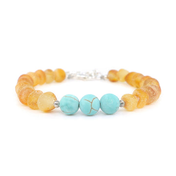 Pulsera de ámbar báltico con turquesa para Sagitario