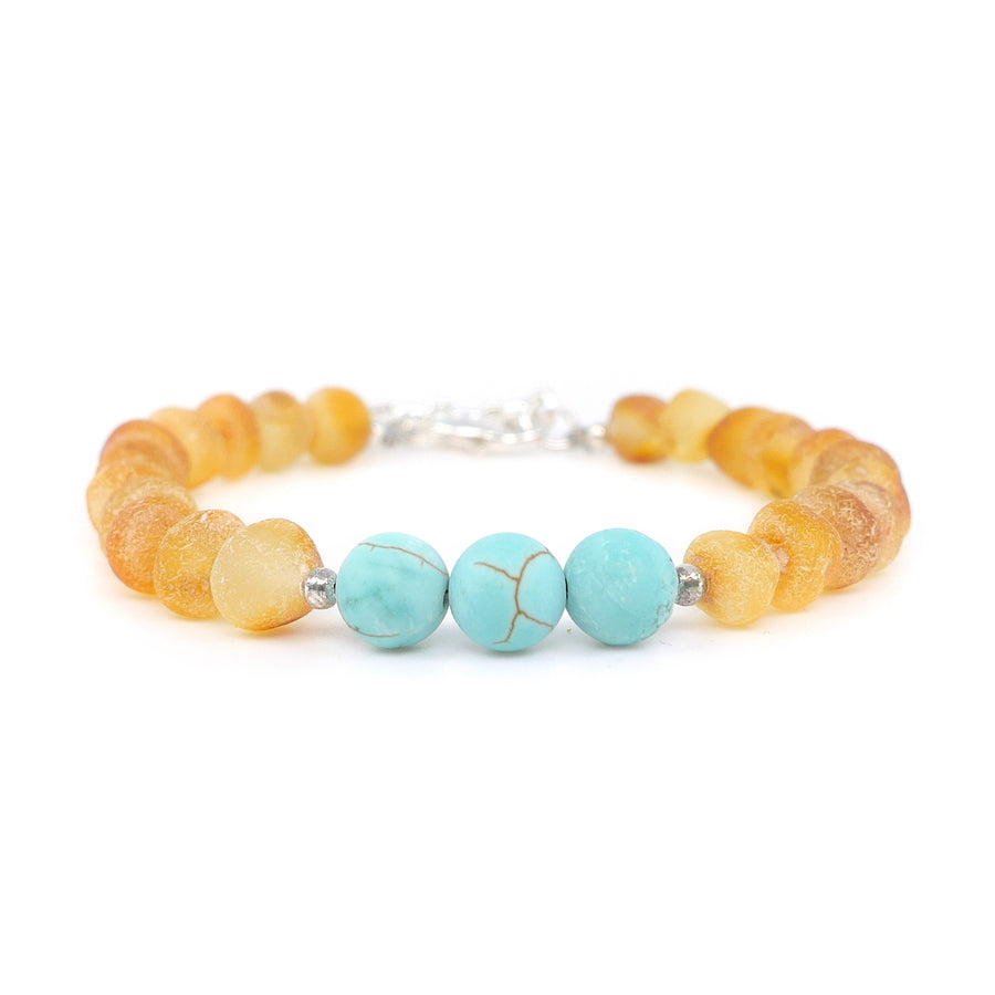 Pulsera de ámbar báltico con turquesa para Sagitario