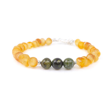 ARIES – BALTIC AMBER BRACELET / ANKLET WITH HELIOTROPE