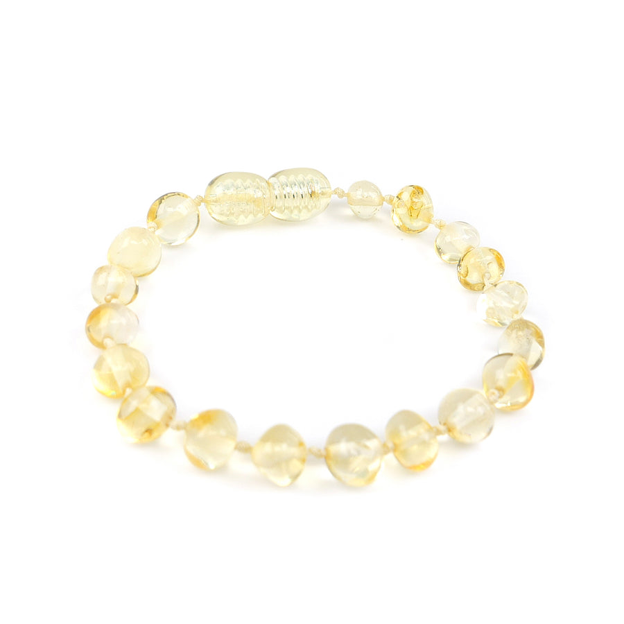 Pulsera de ámbar natural pulido color limón para niños en etapa de dentición
