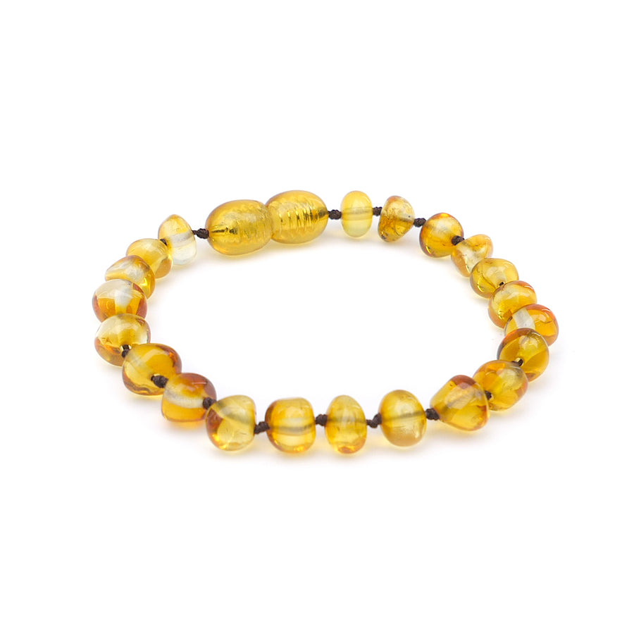 Pulsera adorable para niños con cuentas de ámbar báltico genuino