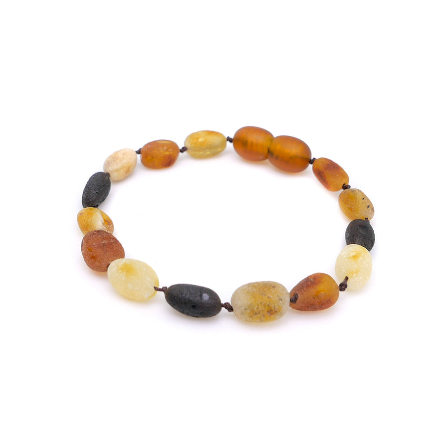 Pulsera de ámbar báltico sin pulir para bebé con diseño de cuentas oliva