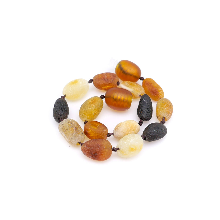 Tobillera para bebé de ámbar natural multicolor sin pulir, forma de oliva