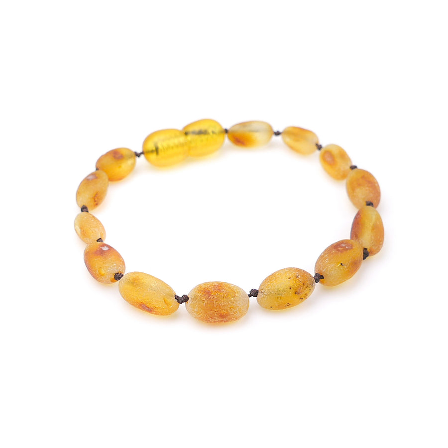 Joyería de ámbar natural para bebés en tono amarillo caramelo sin tratar