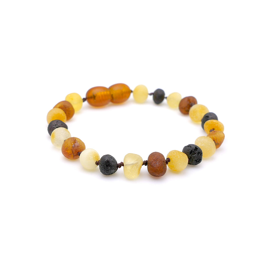 Accesorio de ámbar para bebés con cuentas barrocas naturales multicolor