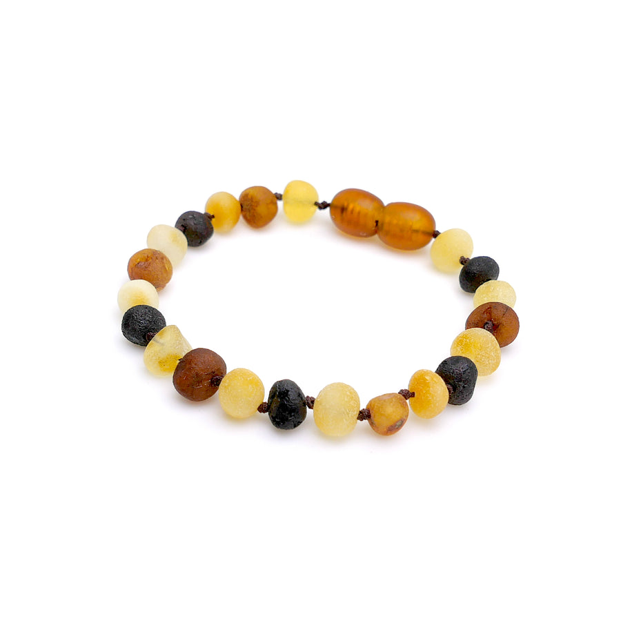 Joyería natural para bebés: pulsera de ámbar báltico multicolor