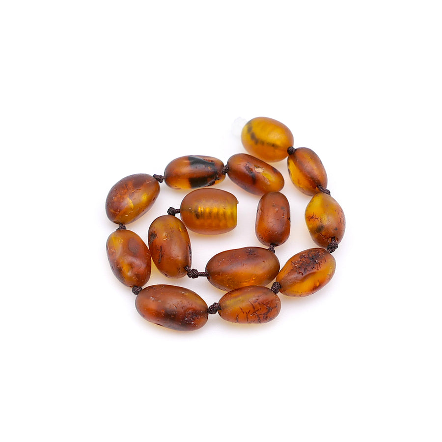 PULSERA / TOBILLERA DE ÁMBAR BÁLTICO PARA LA DENTICIÓN CON CUENTAS DE ÁMBAR COGNAC SIN PULIR PARA TU BEBÉ