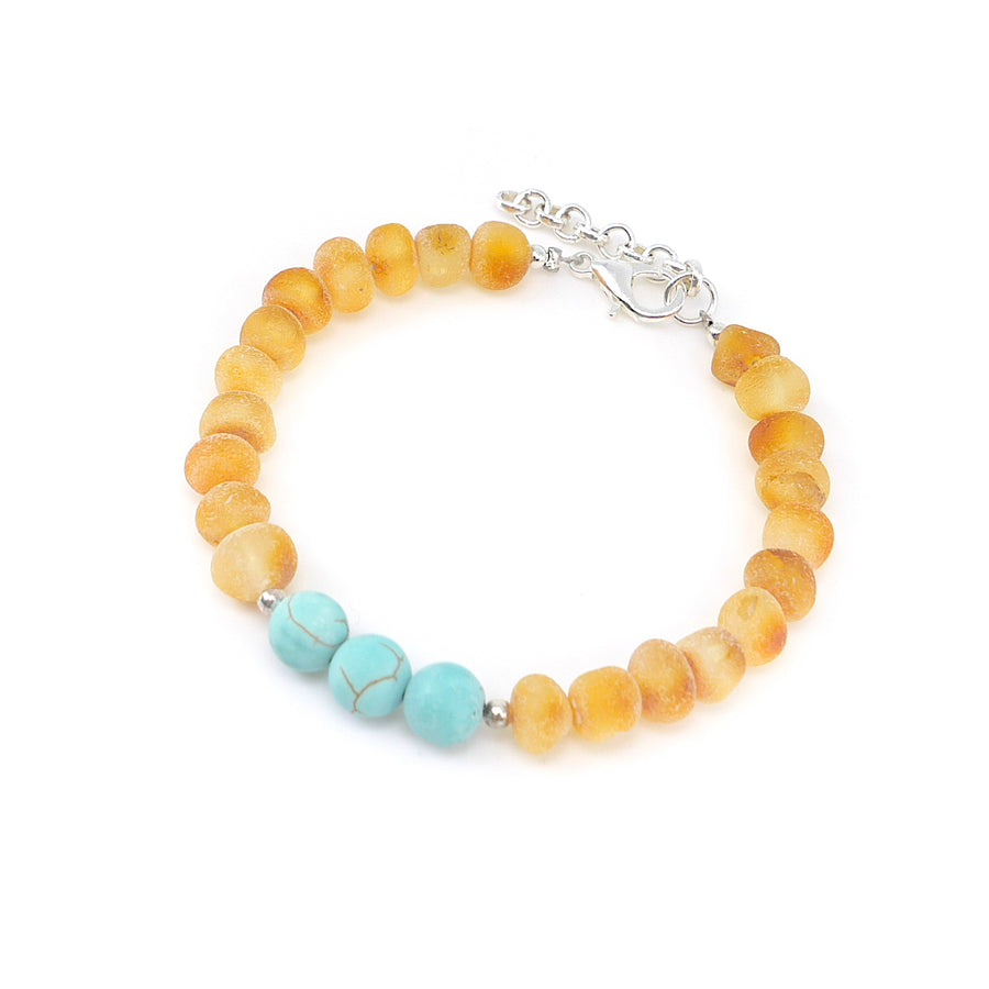 Pulsera energética de Sagitario con turquesa y ámbar para la dentición