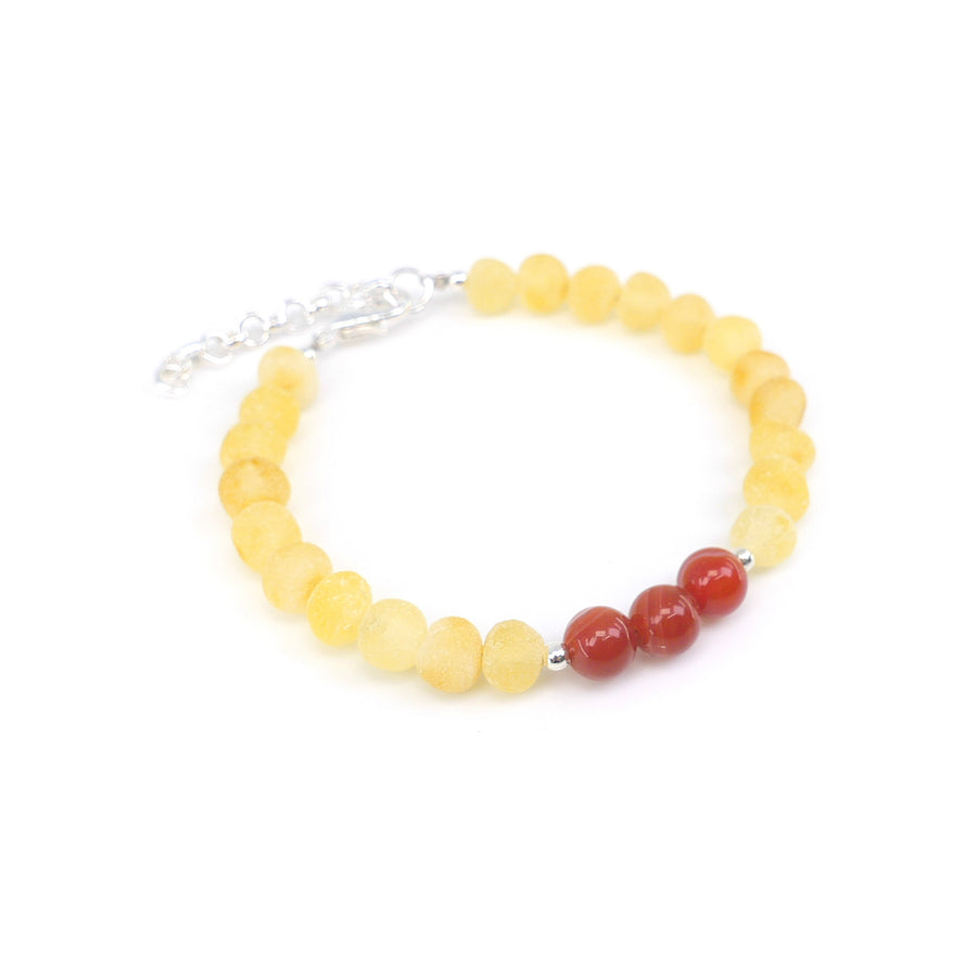 Pulsera energética para niños Virgo con ámbar y piedra cornalina