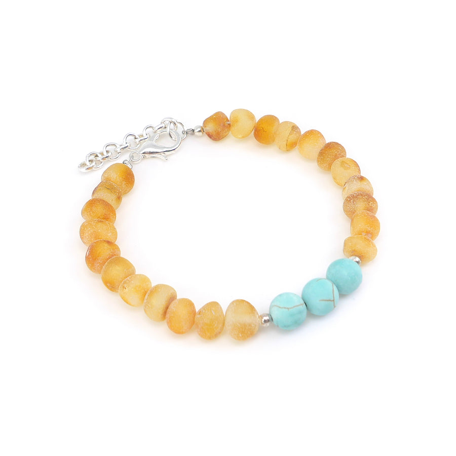 Pulsera zodiacal de Sagitario con cuentas de ámbar y turquesa