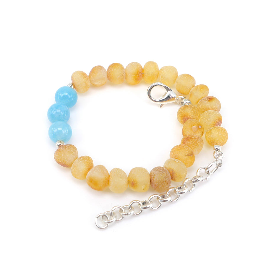 Pulsera artesanal de ámbar y aguamarina para el signo Escorpio